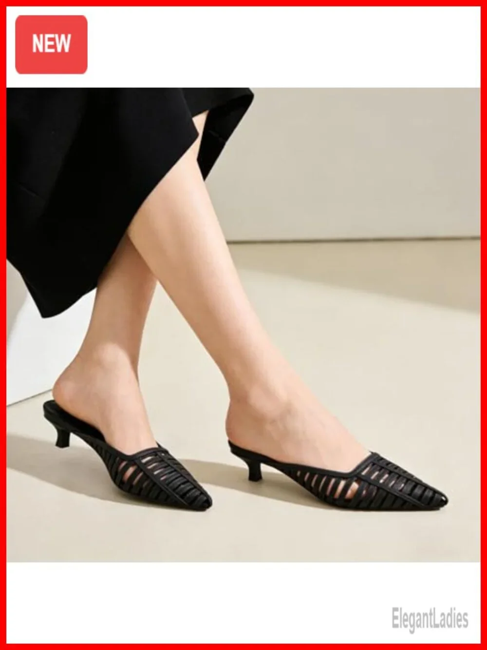 Vegan Leather Kitten Heel Mules Bow Dressy Slip On Pumps